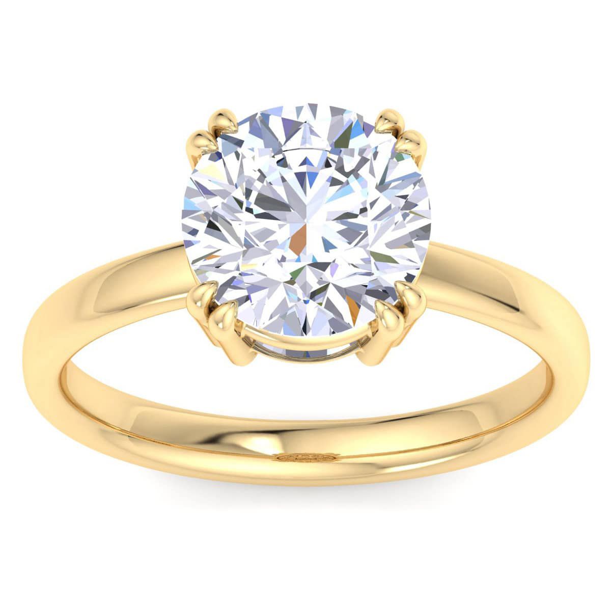Lab Created 3 Carat Round Shape Lab Grown Diamond Solitaire Engagement Ring Available in 14K White and Yellow Gold