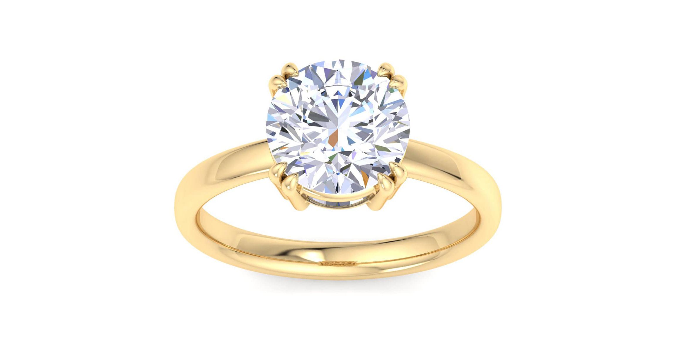 Lab Created 3 Carat Round Shape Lab Grown Diamond Solitaire Engagement Ring Available in 14K White and Yellow Gold