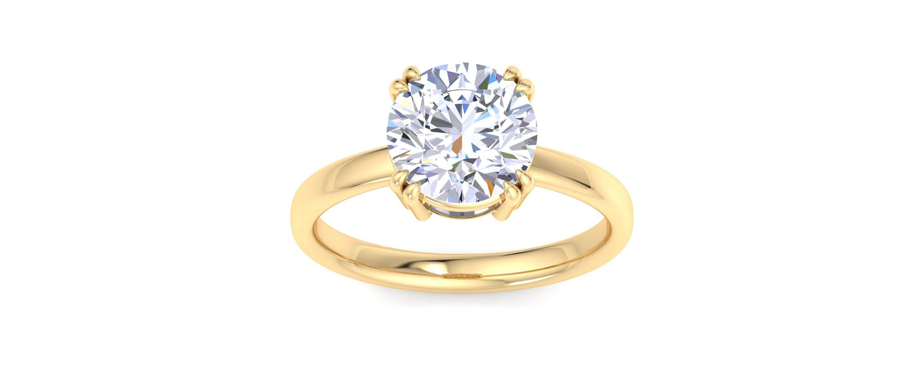 Lab Created 3 Carat Round Shape Lab Grown Diamond Solitaire Engagement Ring Available in 14K White and Yellow Gold