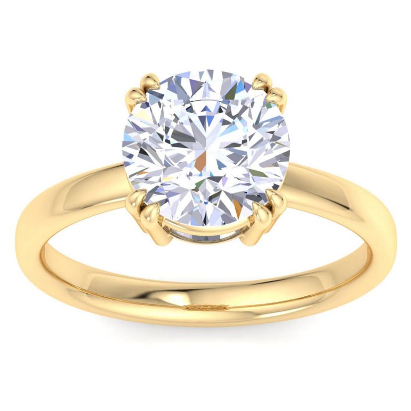 Lab Created 3 Carat Round Shape Lab Grown Diamond Solitaire Engagement Ring Available in 14K White and Yellow Gold