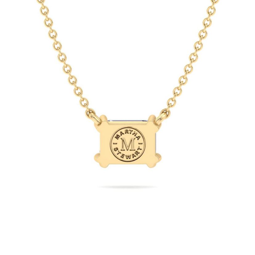 Lab Created 1 Carat Emerald Cut Lab Grown Diamond Solitaire Necklace Available In 14K White and Yellow Gold