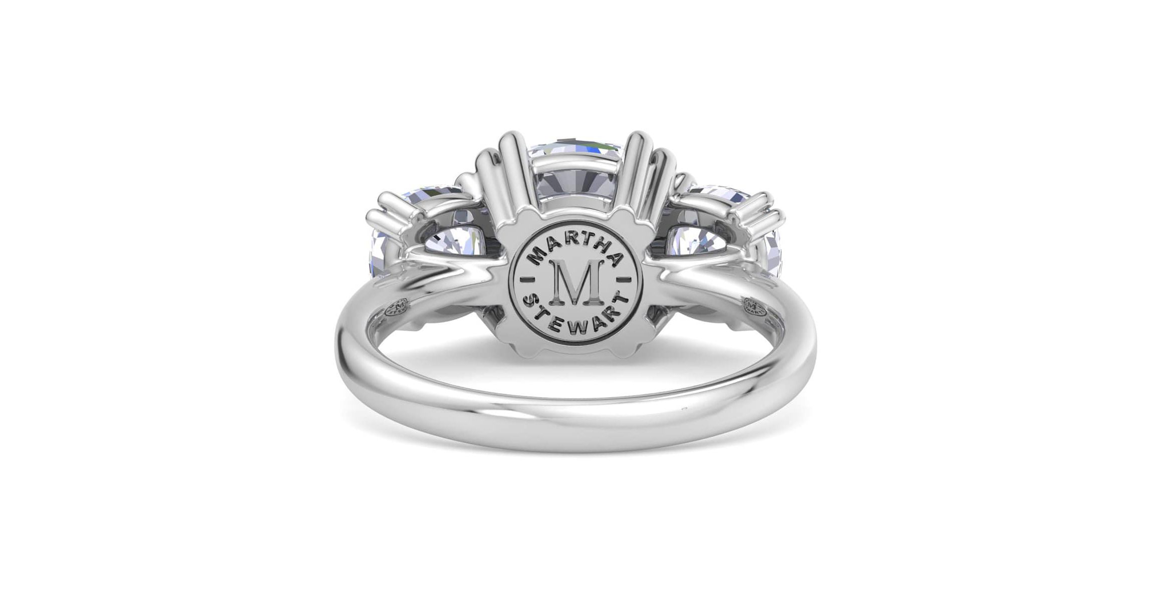Lab Created 5 Carat Cushion Cut Lab Grown Diamond Three Stone Engagement Ring Available in 14K White and Yellow Gold