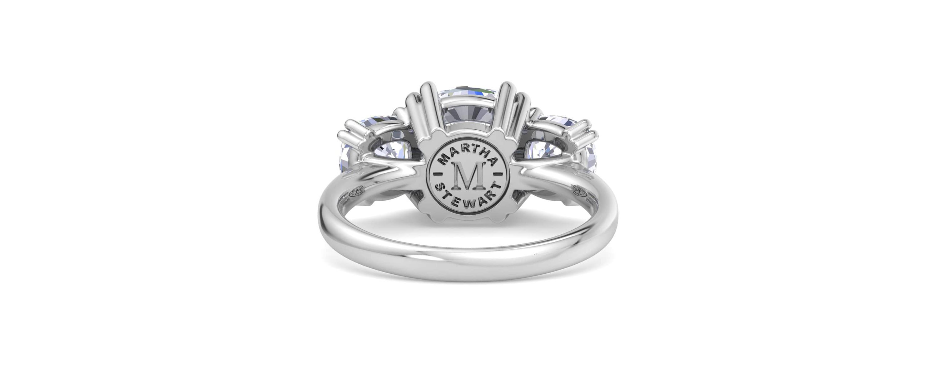 Lab Created 5 Carat Cushion Cut Lab Grown Diamond Three Stone Engagement Ring Available in 14K White and Yellow Gold
