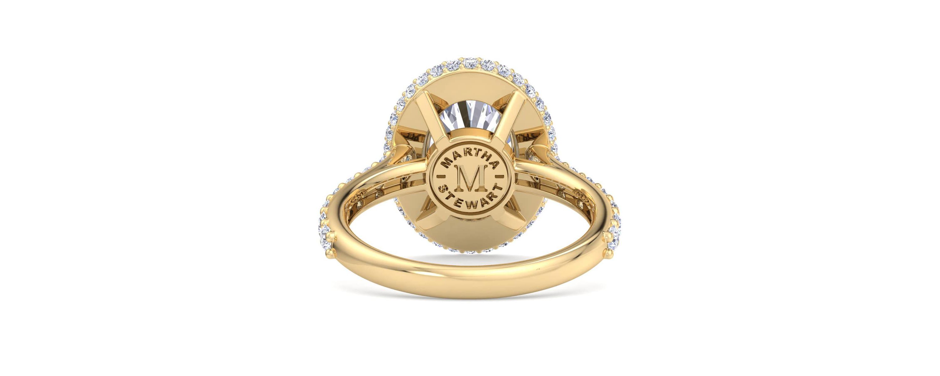 Lab Created 4 Carat Oval Shape Lab Grown Diamond Hidden Halo Engagement Ring Available in 14K White and Yellow Gold