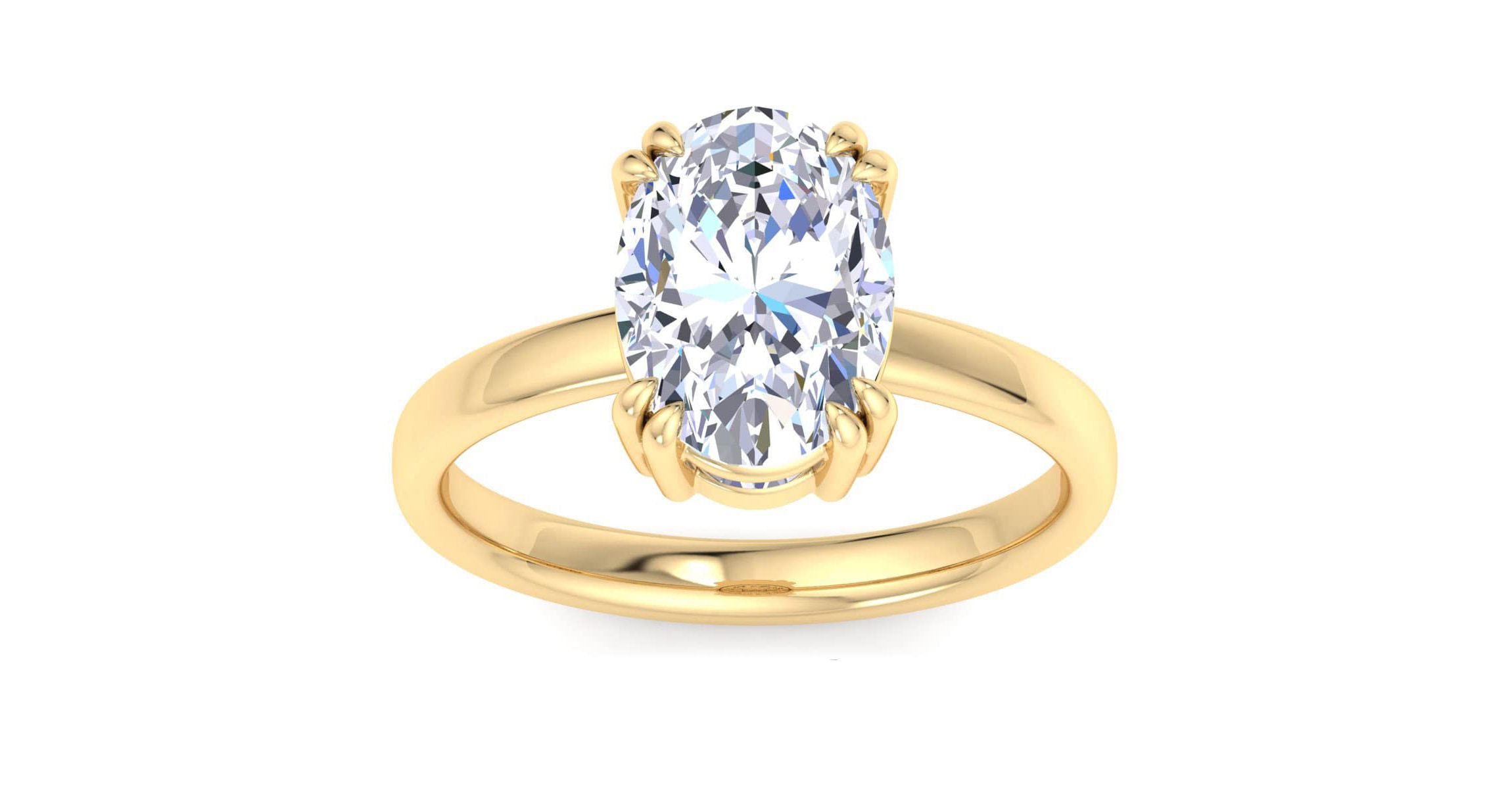 Lab Created 3 Carat Oval Shape Lab Grown Diamond Solitaire Engagement Ring Available in 14K White and Yellow Gold