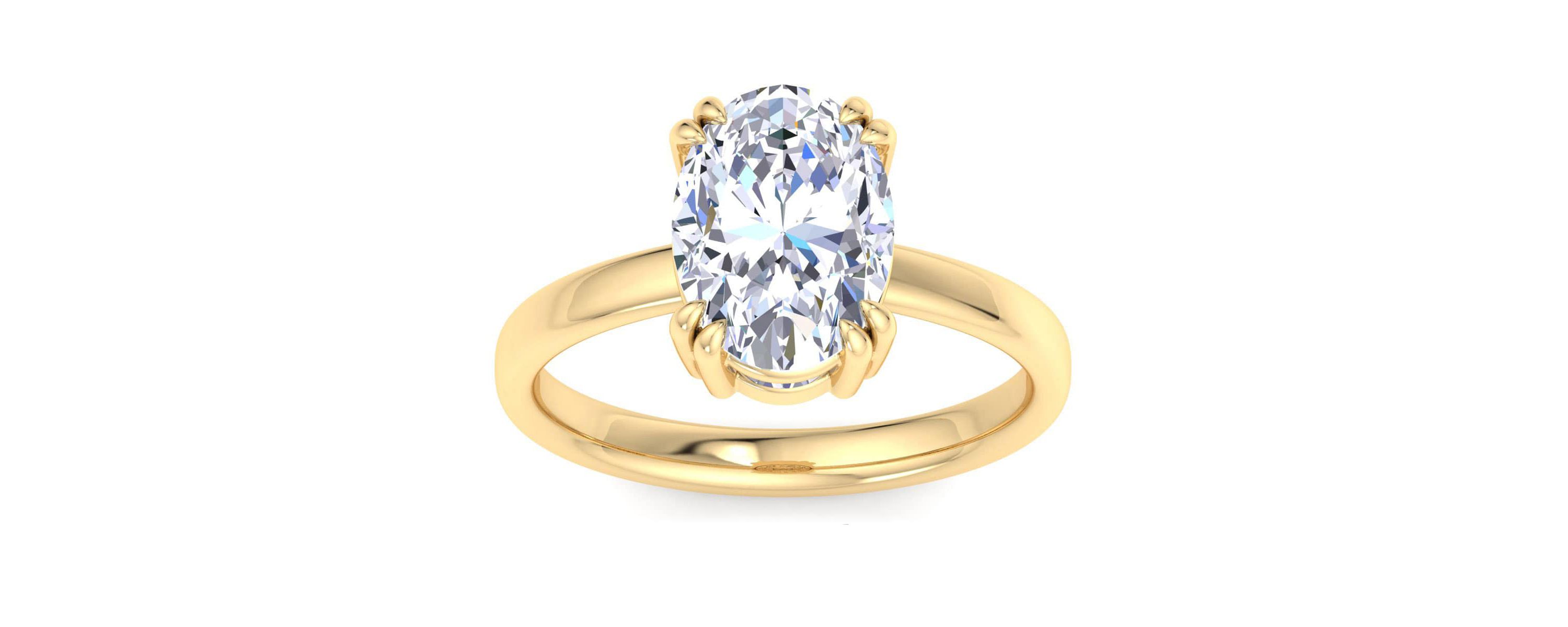 Lab Created 3 Carat Oval Shape Lab Grown Diamond Solitaire Engagement Ring Available in 14K White and Yellow Gold