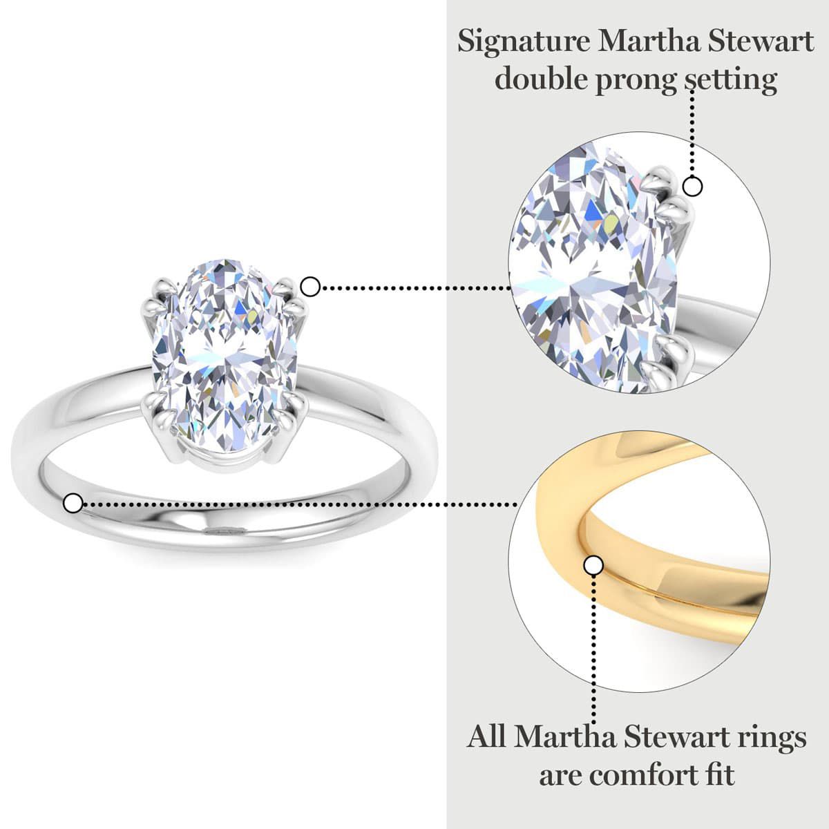 Lab Created 3 Carat Oval Shape Lab Grown Diamond Solitaire Engagement Ring Available in 14K White and Yellow Gold