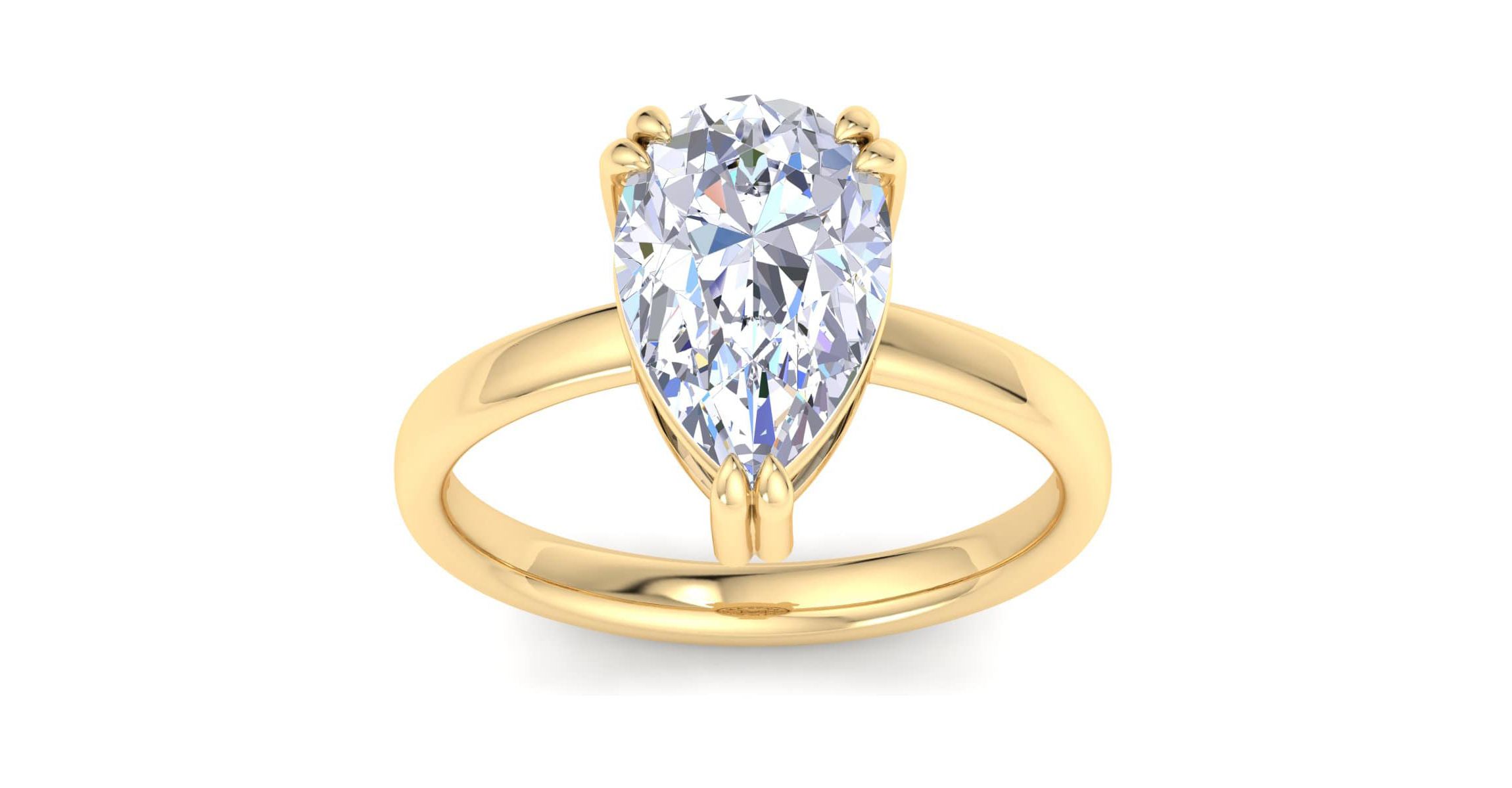 Lab Created 3 Carat Pear Shape Lab Grown Diamond Solitaire Engagement Ring Available in 14K White and Yellow Gold