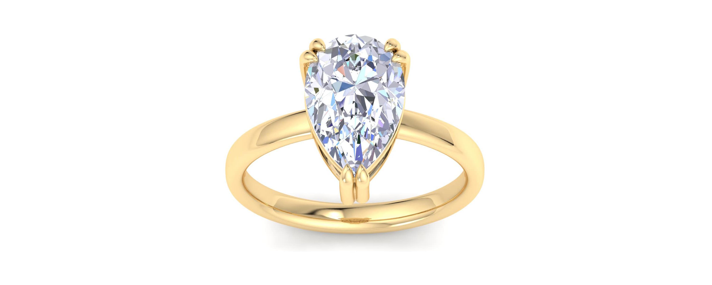 Lab Created 3 Carat Pear Shape Lab Grown Diamond Solitaire Engagement Ring Available in 14K White and Yellow Gold