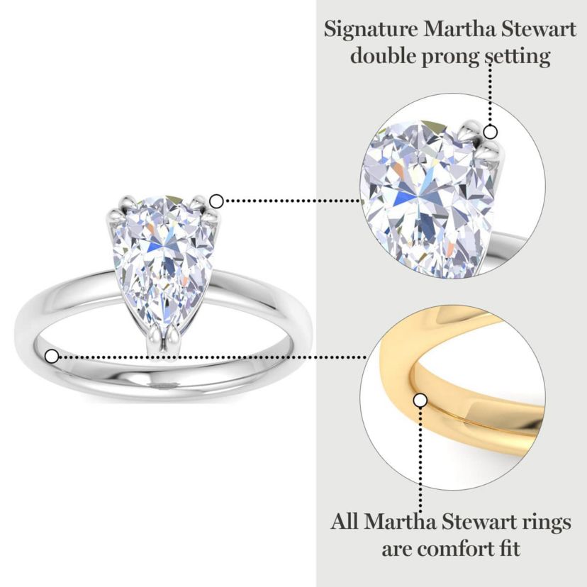 Lab Created 3 Carat Pear Shape Lab Grown Diamond Solitaire Engagement Ring Available in 14K White and Yellow Gold