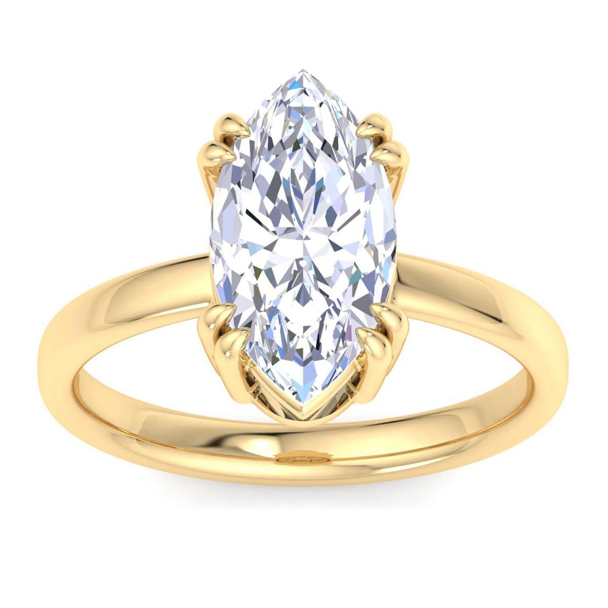 Lab Created 3 Carat Marquise Shape Lab Grown Diamond Solitaire Engagement Ring Available in 14K White and Yellow Gold