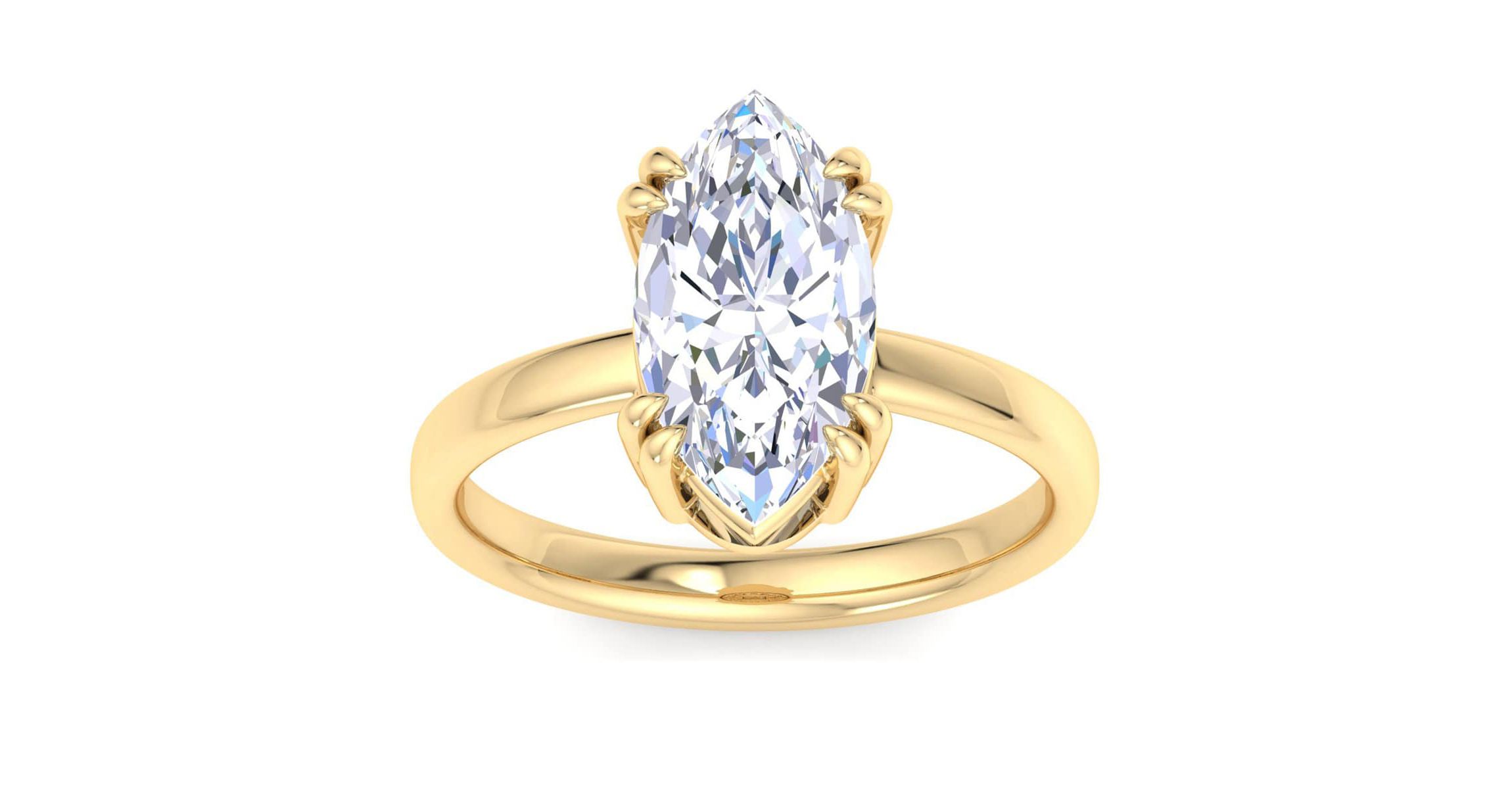 Lab Created 3 Carat Marquise Shape Lab Grown Diamond Solitaire Engagement Ring Available in 14K White and Yellow Gold