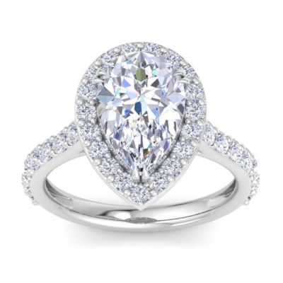 Martha Stewart Lab Created 4 Carat Pear Shape Lab Grown Diamond Halo ...