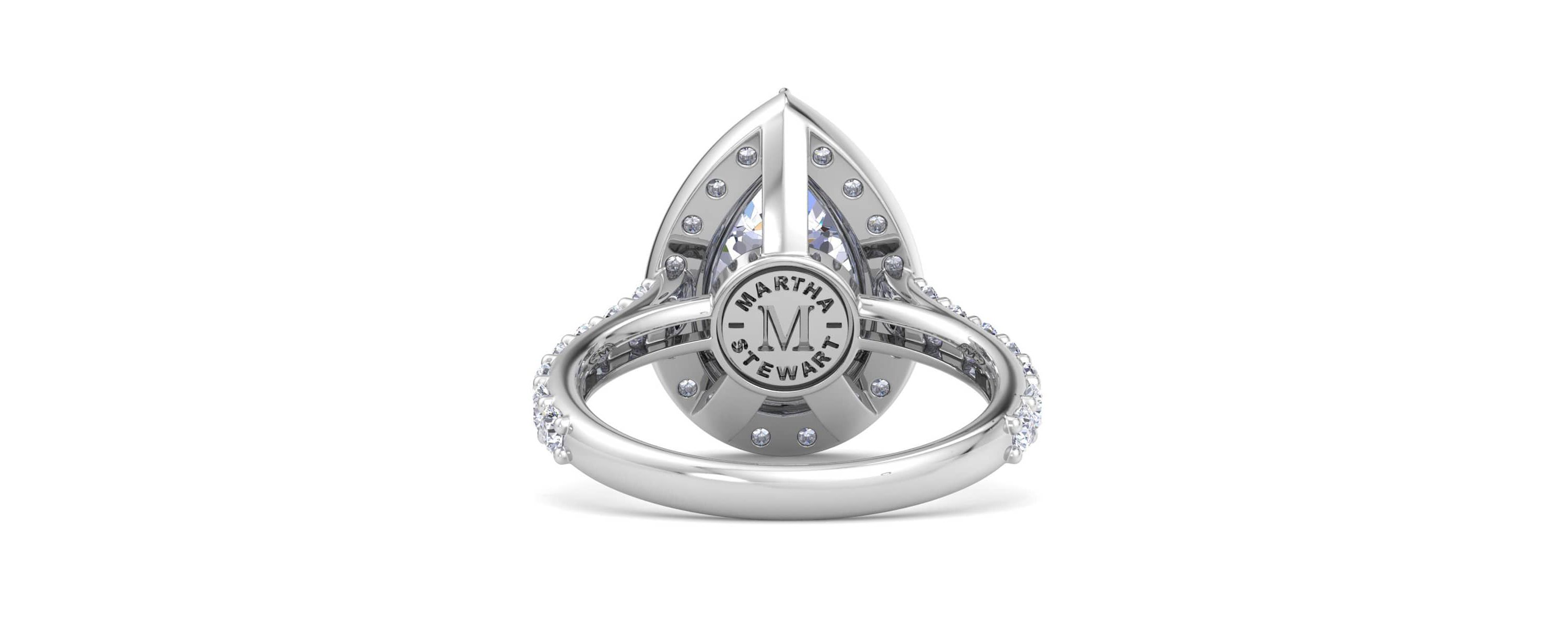 Lab Created 4 Carat Pear Shape Lab Grown Diamond Halo Engagement Ring Available in 14K White and Yellow Gold