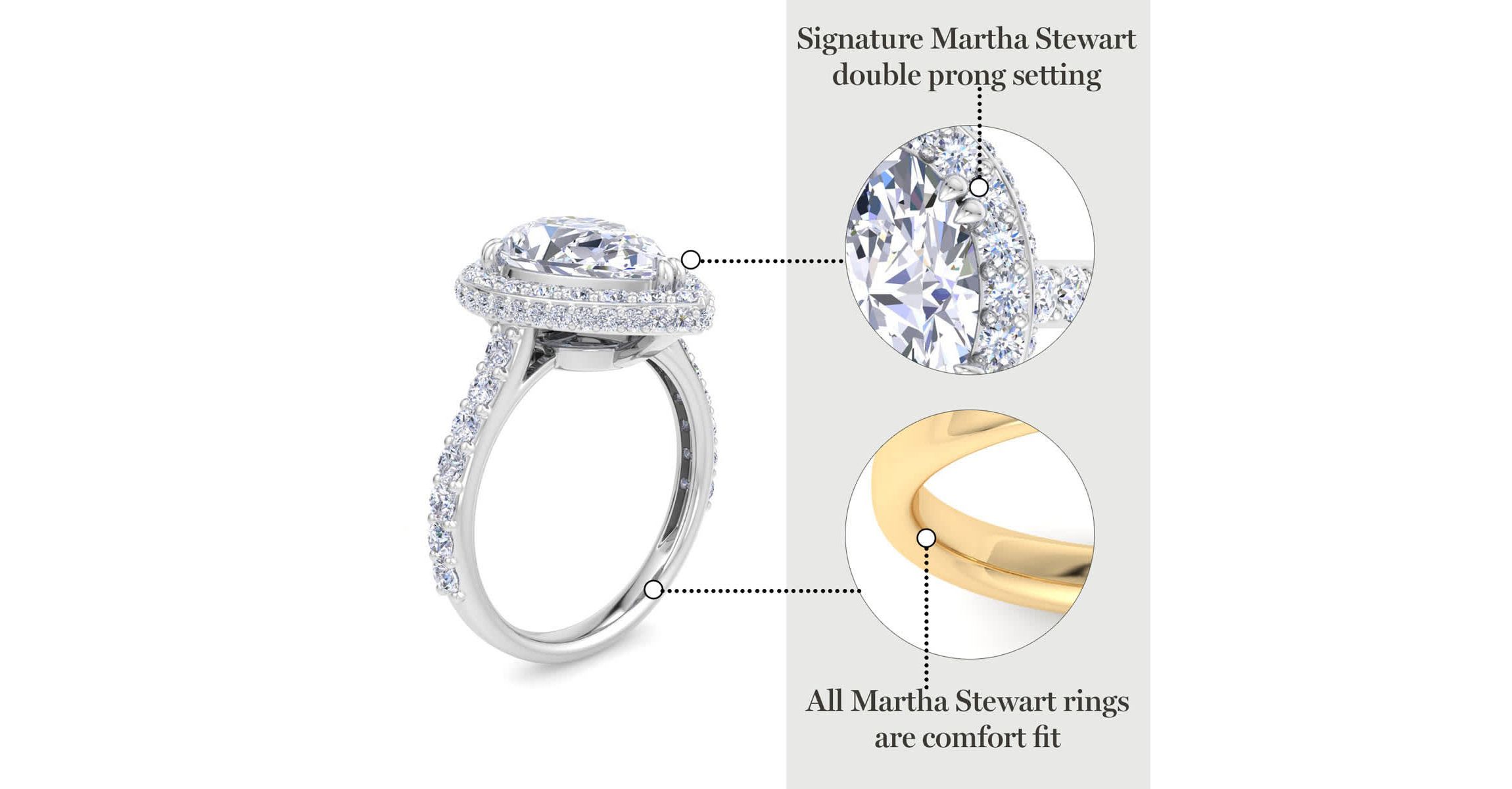 Lab Created 4 Carat Pear Shape Lab Grown Diamond Hidden Halo Engagement Ring Available in 14K White and Yellow Gold