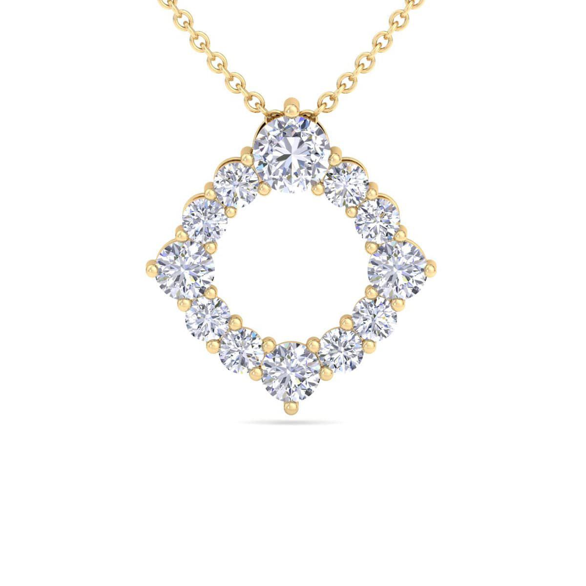Lab Created 4 Carat Lab Grown Diamond Circle Necklace Available In 14K White and Yellow Gold