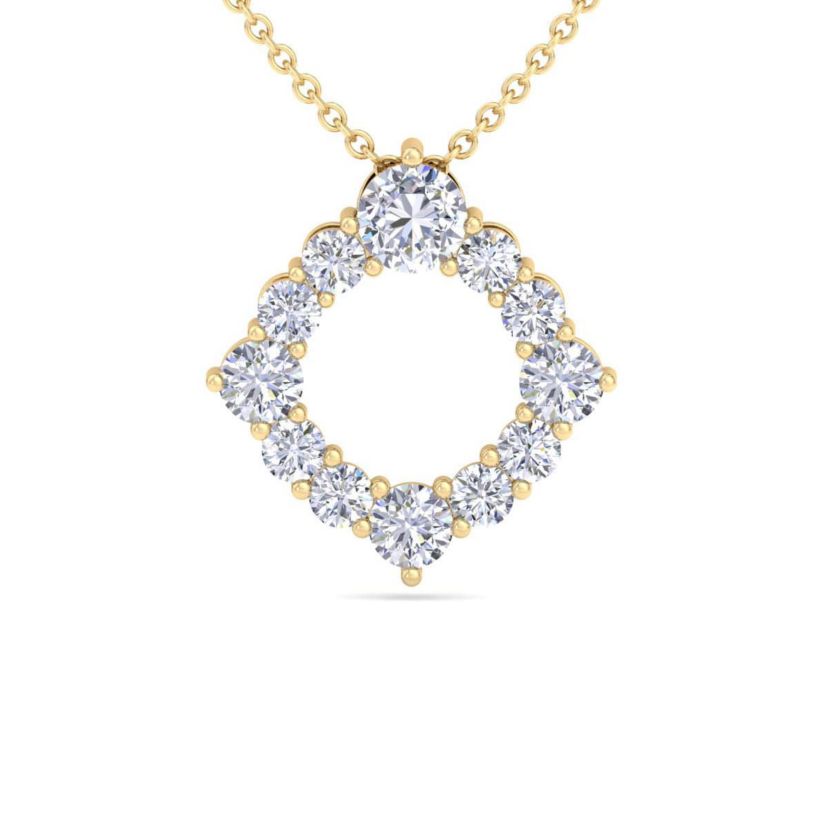 Lab Created 4 Carat Lab Grown Diamond Circle Necklace Available In 14K White and Yellow Gold