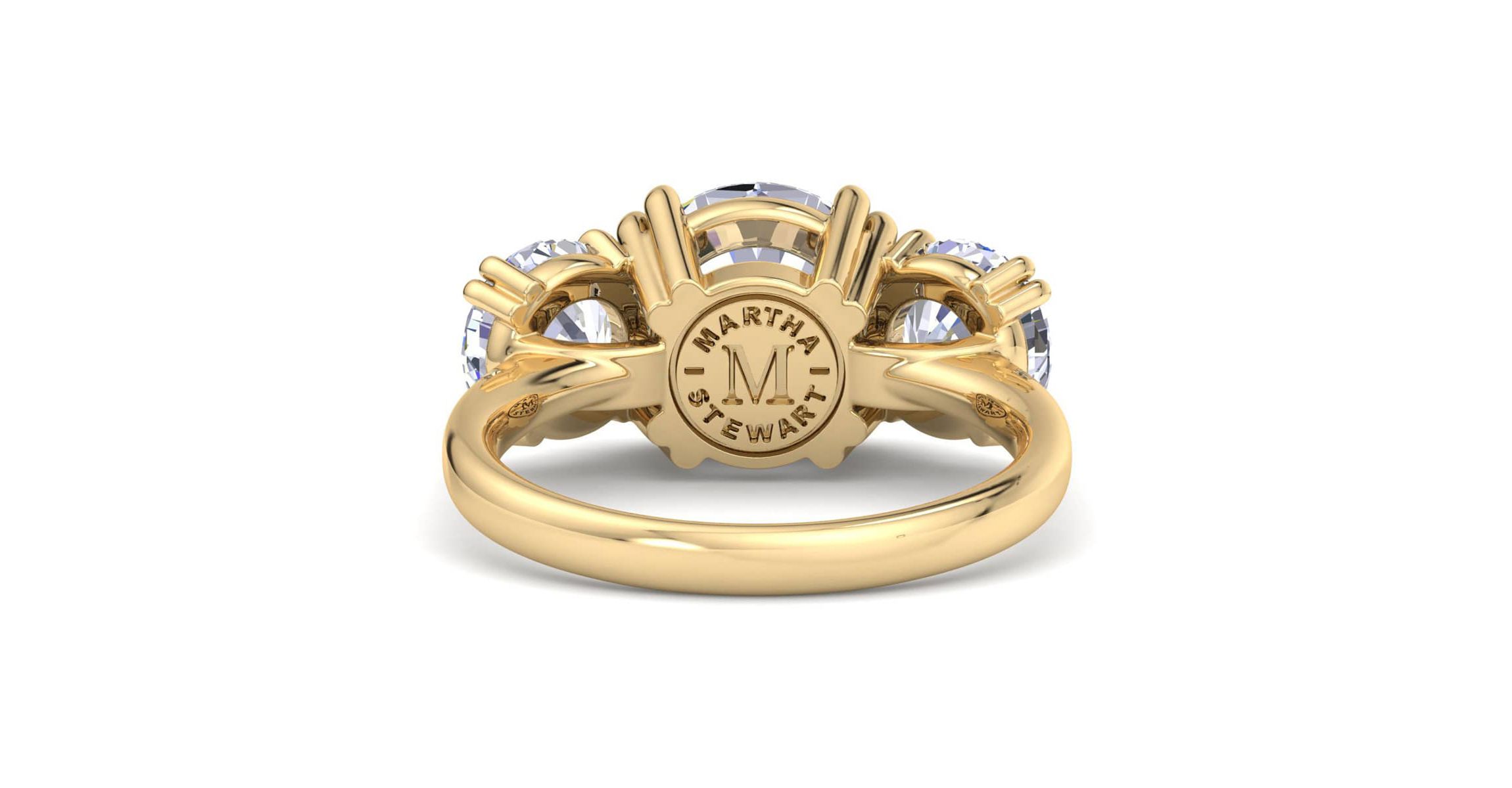 Lab Created 5 Carat Round Lab Grown Diamond Three Stone Engagement Ring Available in 14K White and Yellow Gold