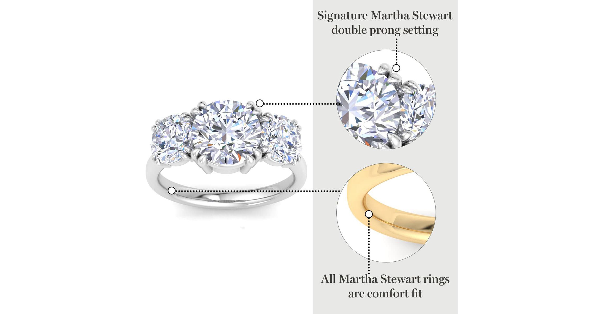 Lab Created 5 Carat Round Lab Grown Diamond Three Stone Engagement Ring Available in 14K White and Yellow Gold