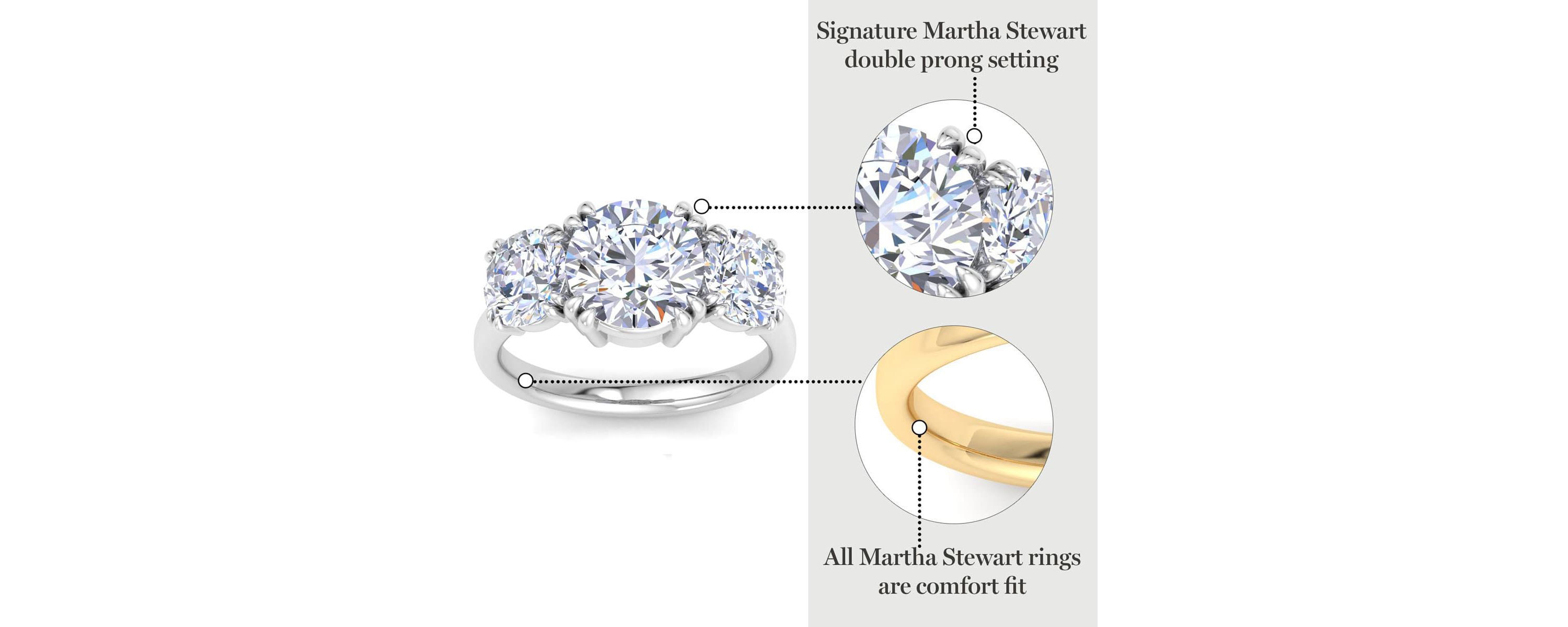 Lab Created 5 Carat Round Lab Grown Diamond Three Stone Engagement Ring Available in 14K White and Yellow Gold