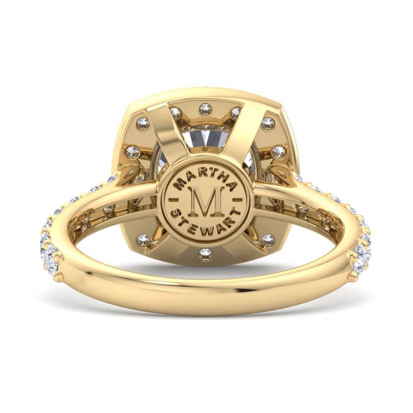 Lab Created 4 Carat Cushion Cut Lab Grown Diamond Halo Engagement Ring Available in 14K White and Yellow Gold