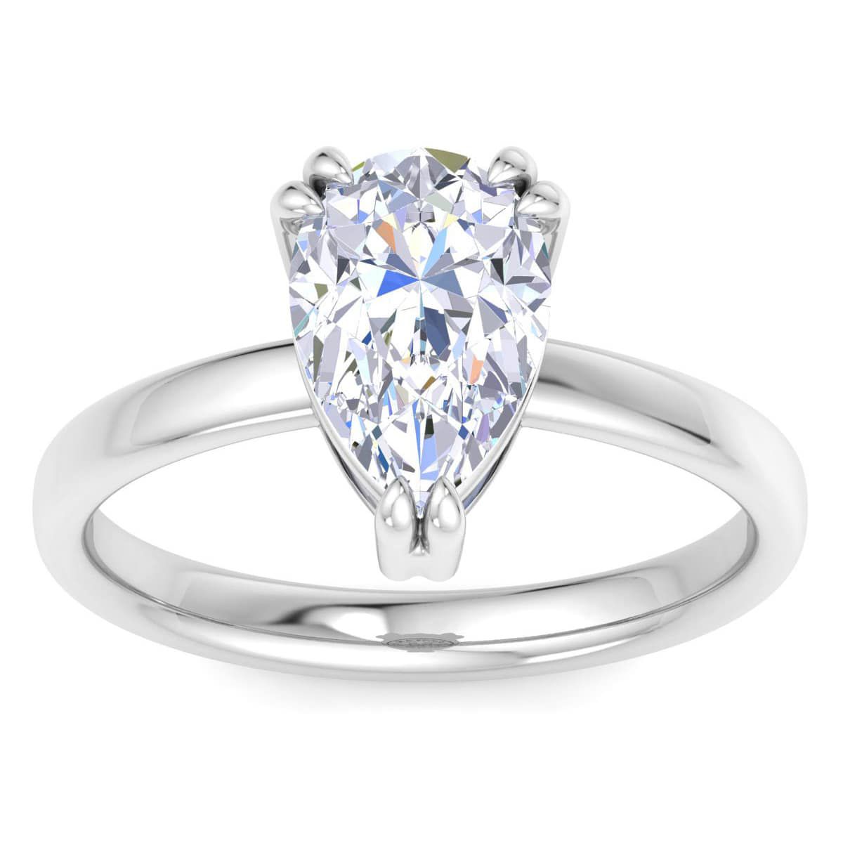 Lab Created 2 Carat Pear Shape Lab Grown Diamond Solitaire Engagement Ring Available in 14K White and Yellow Gold