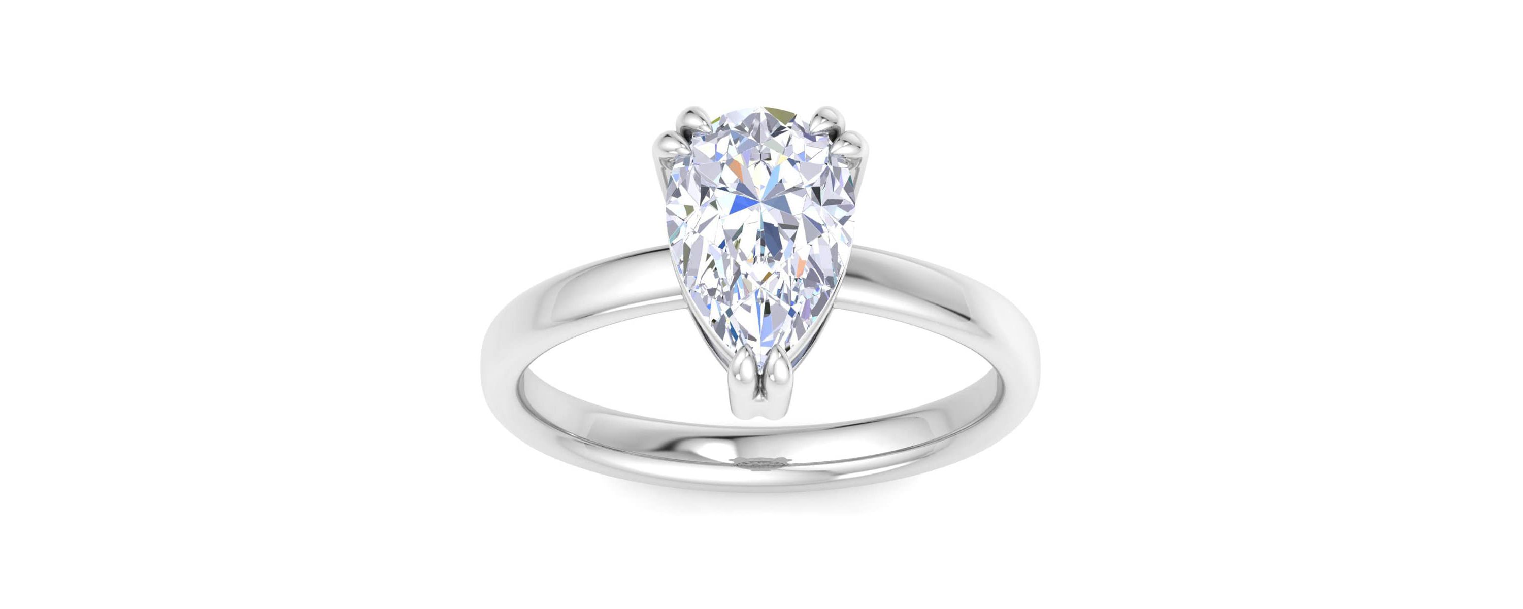 Lab Created 2 Carat Pear Shape Lab Grown Diamond Solitaire Engagement Ring Available in 14K White and Yellow Gold