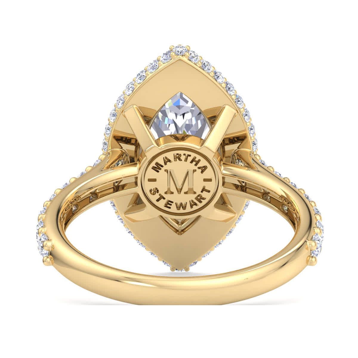 Lab Created 4 Carat Marquise Shape Lab Grown Diamond Hidden Halo Engagement Ring Available in 14K White and Yellow Gold