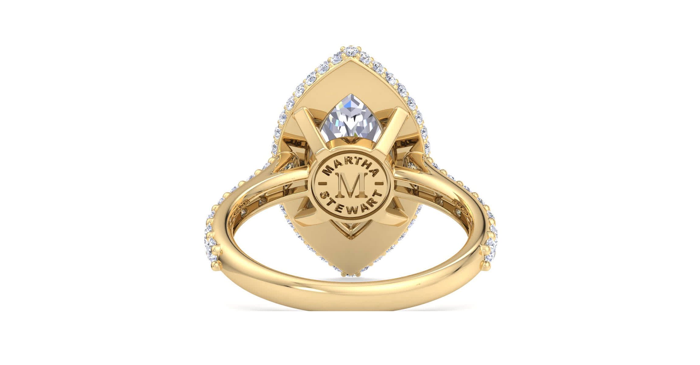 Lab Created 4 Carat Marquise Shape Lab Grown Diamond Hidden Halo Engagement Ring Available in 14K White and Yellow Gold