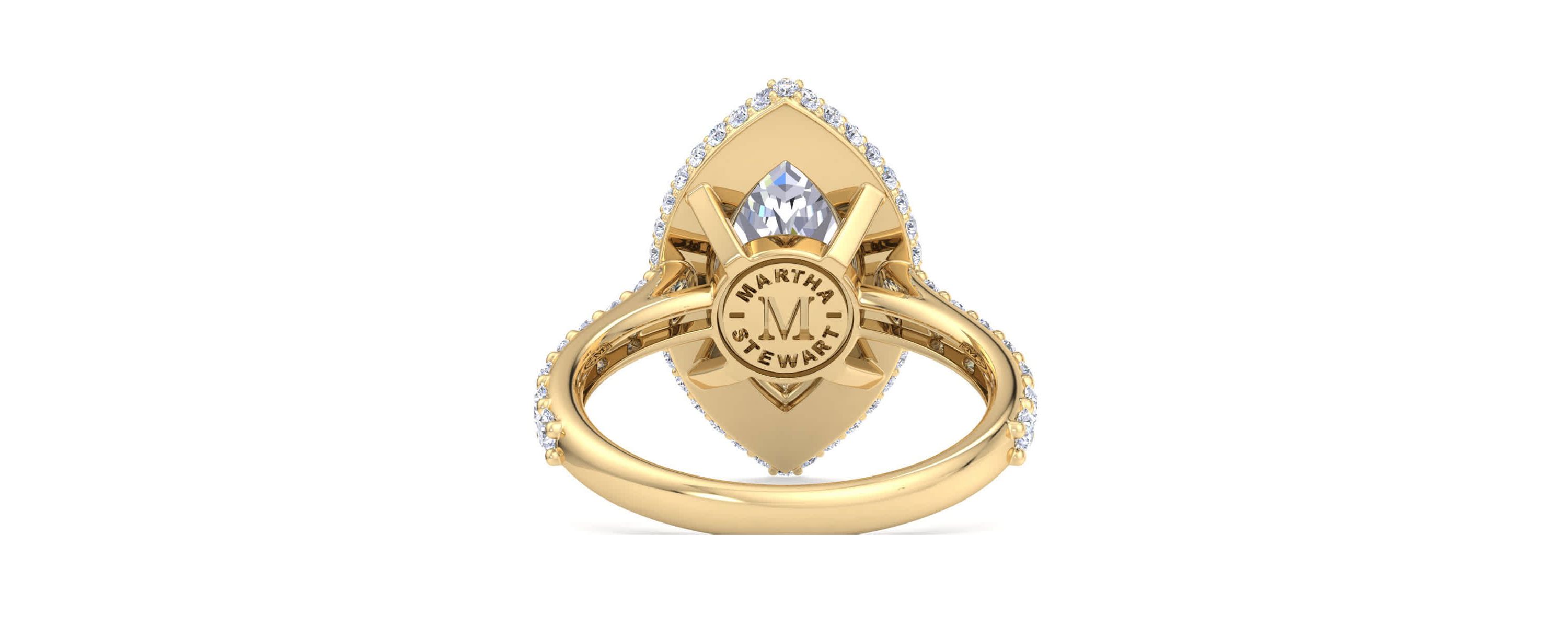 Lab Created 4 Carat Marquise Shape Lab Grown Diamond Hidden Halo Engagement Ring Available in 14K White and Yellow Gold