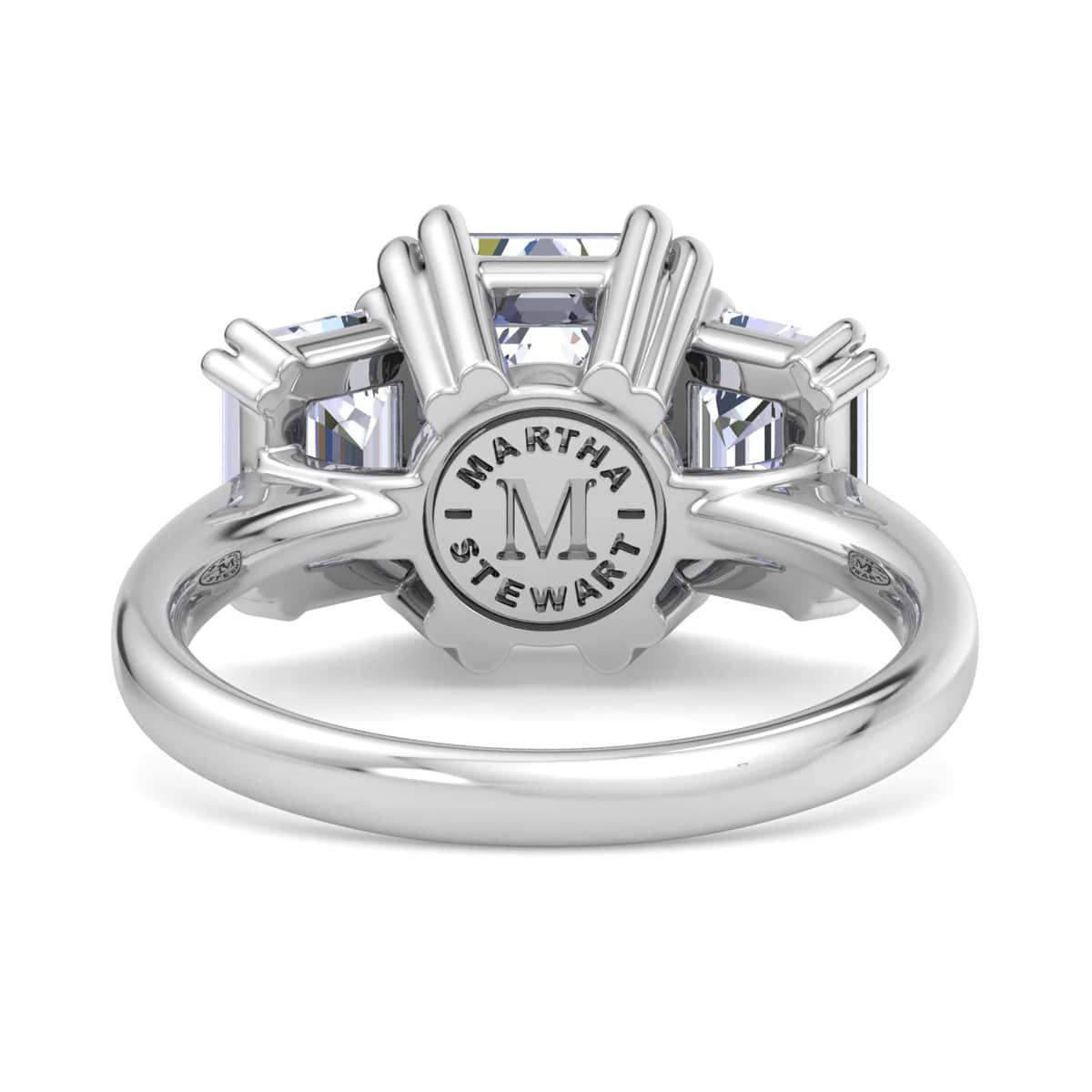 Lab Created 5 Carat Emerald Cut Lab Grown Diamond Three Stone Engagement Ring Available in 14K White and Yellow Gold