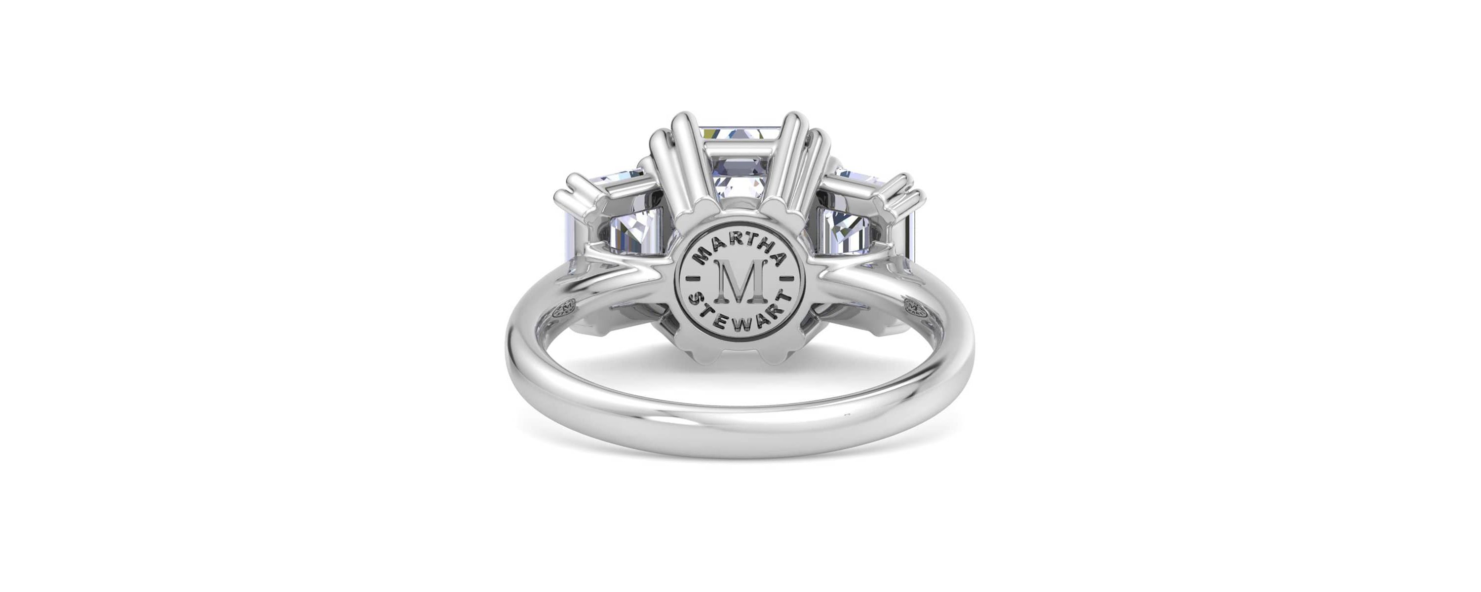 Lab Created 5 Carat Emerald Cut Lab Grown Diamond Three Stone Engagement Ring Available in 14K White and Yellow Gold