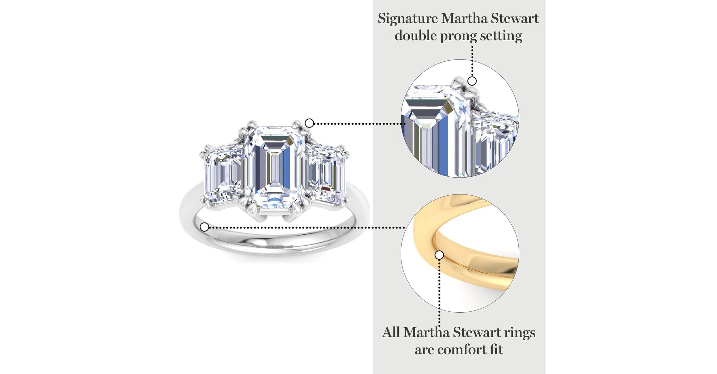 Lab Created 5 Carat Emerald Cut Lab Grown Diamond Three Stone Engagement Ring Available in 14K White and Yellow Gold