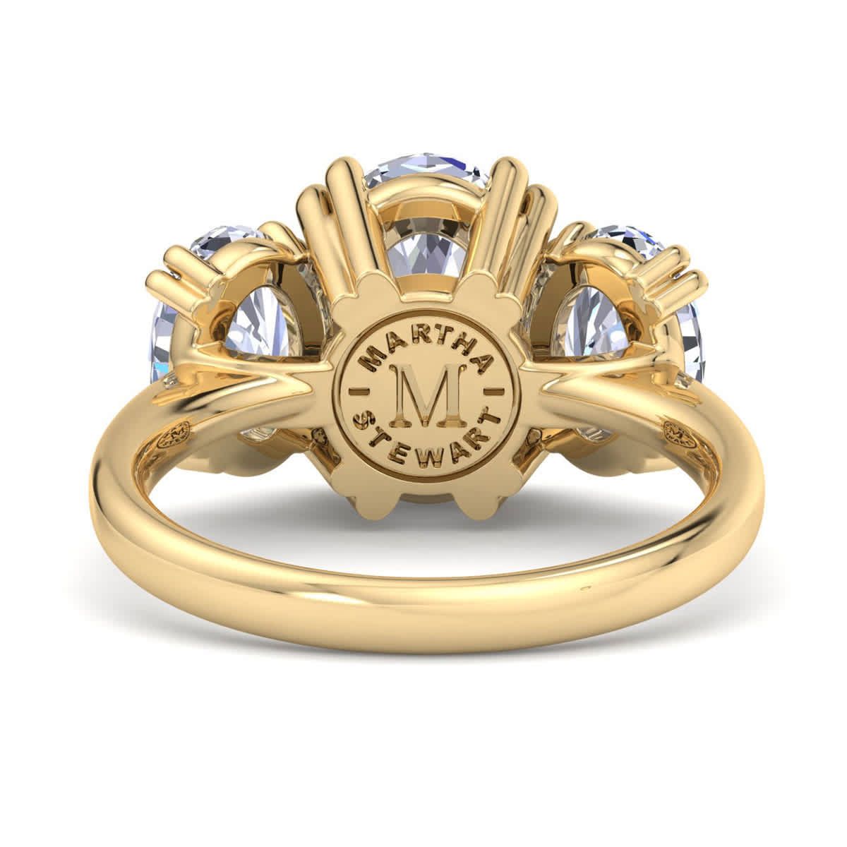 Lab Created 5 Carat Oval Shape Lab Grown Diamond Three Stone Engagement Ring Available in 14K White and Yellow Gold