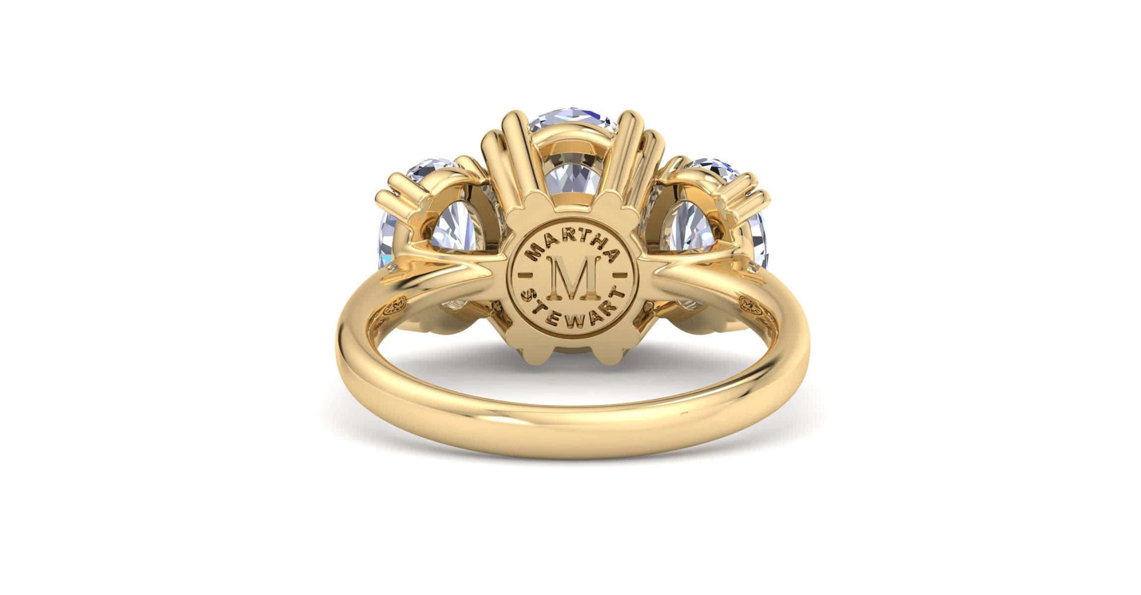 Lab Created 5 Carat Oval Shape Lab Grown Diamond Three Stone Engagement Ring Available in 14K White and Yellow Gold
