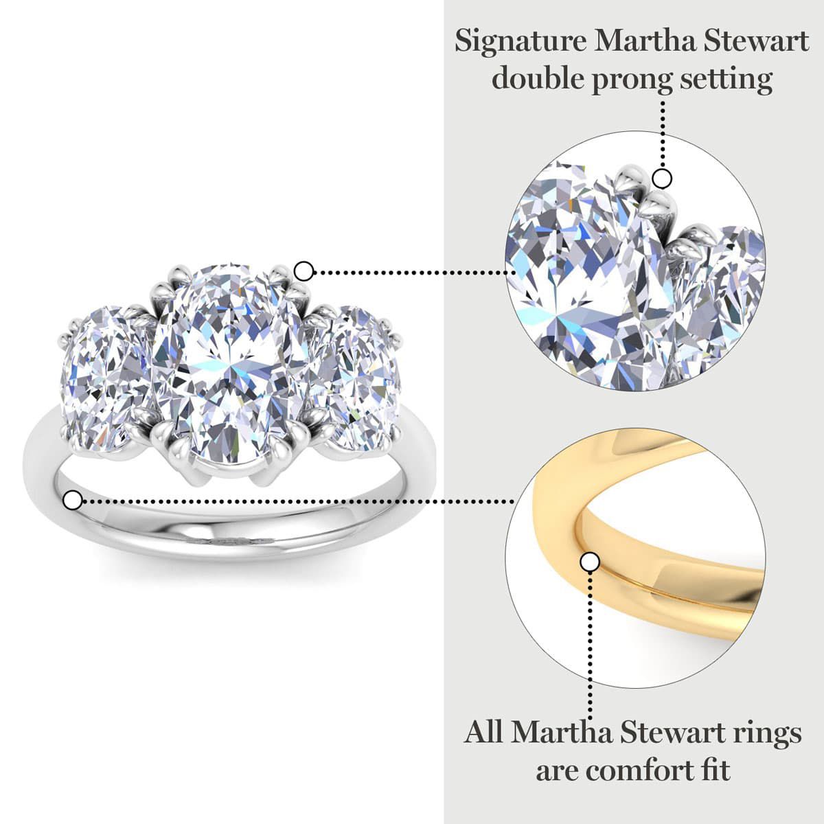 Lab Created 5 Carat Oval Shape Lab Grown Diamond Three Stone Engagement Ring Available in 14K White and Yellow Gold