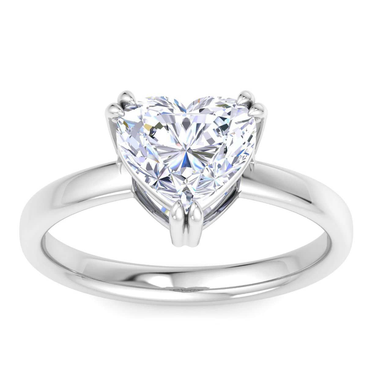 Lab Created 2 Carat Heart Shape Lab Grown Diamond Solitaire Engagement Ring Available in 14K White and Yellow Gold