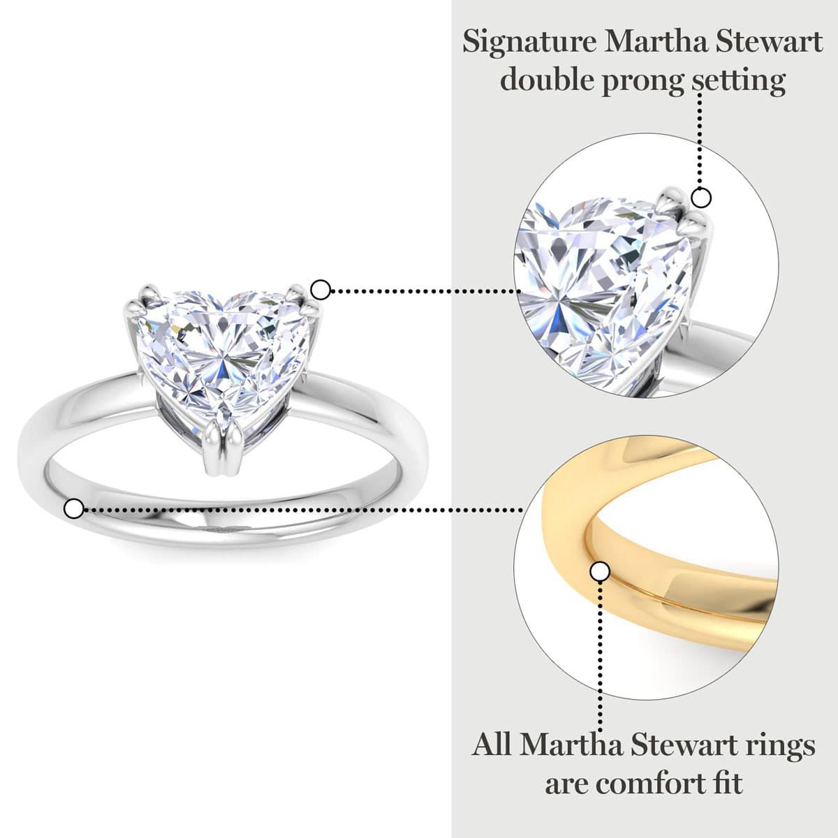 Lab Created 2 Carat Heart Shape Lab Grown Diamond Solitaire Engagement Ring Available in 14K White and Yellow Gold
