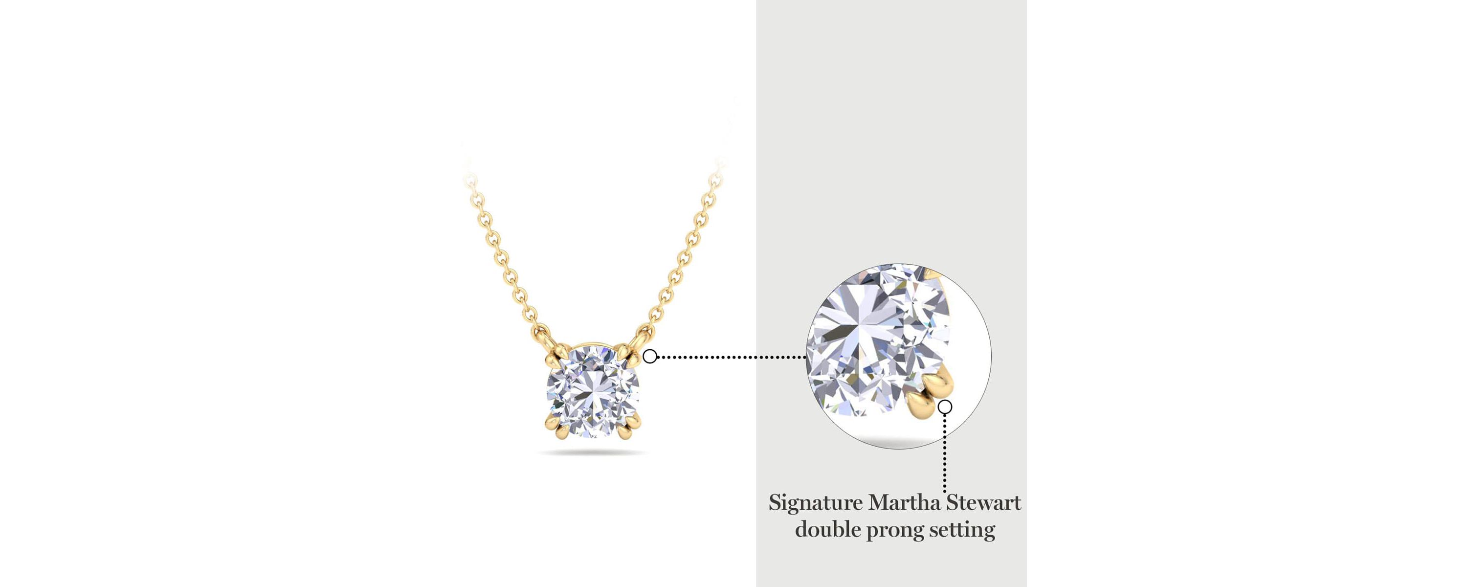 Lab Created 1 Carat Round Shape Lab Grown Diamond Solitaire Necklace Available In 14K White and Yellow Gold