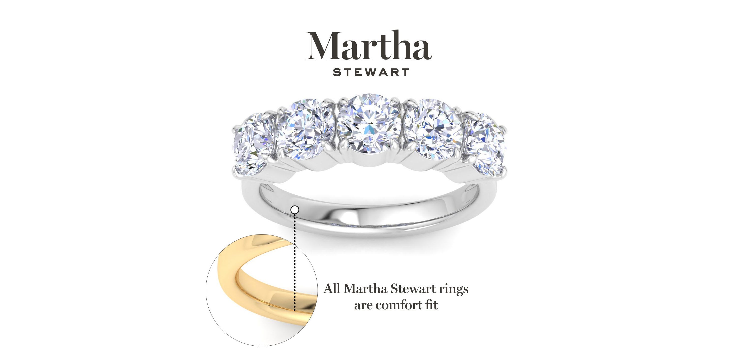 Lab Created 3 Carat Round Lab Grown Diamond Five Stone Engagement Ring Available in 14K White and Yellow Gold