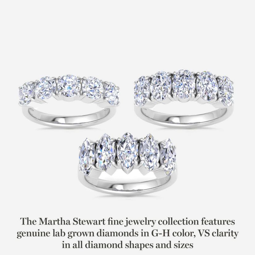 Lab Created 3 Carat Round Lab Grown Diamond Five Stone Engagement Ring Available in 14K White and Yellow Gold