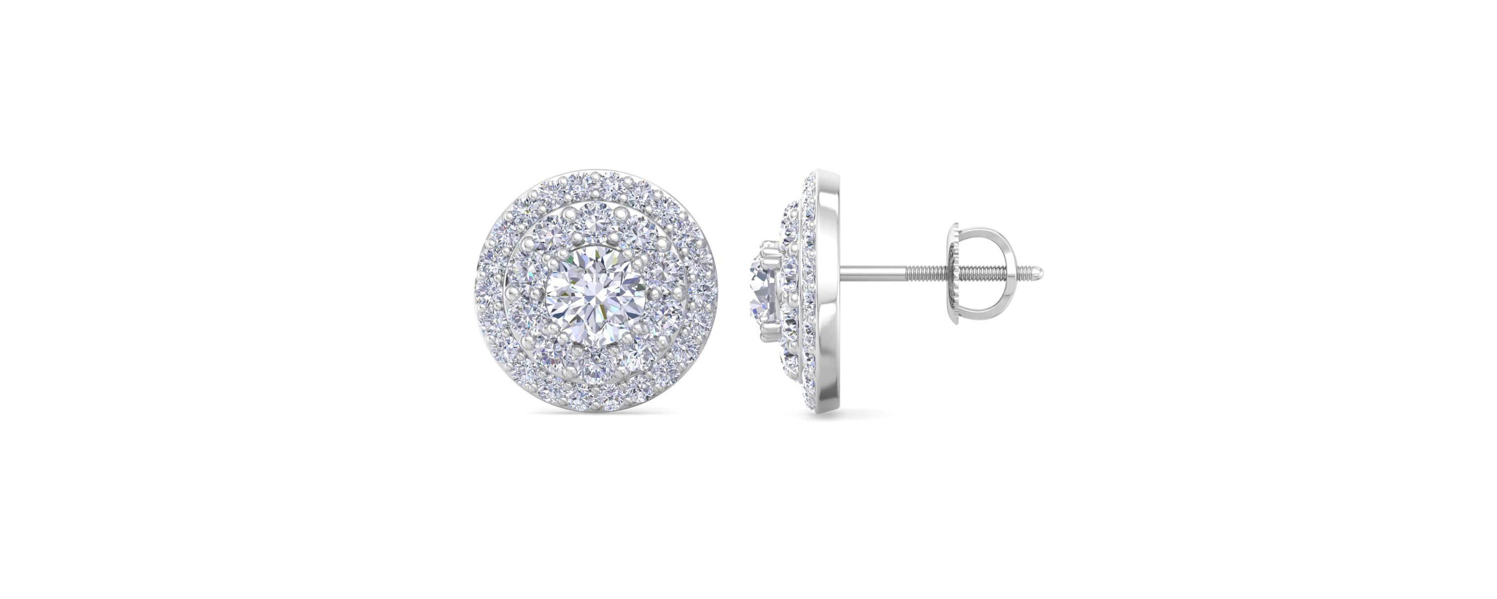Lab Created 4 Carat Lab Grown Diamond Halo Stud Earrings Available In 14 Karat White Or Yellow Gold