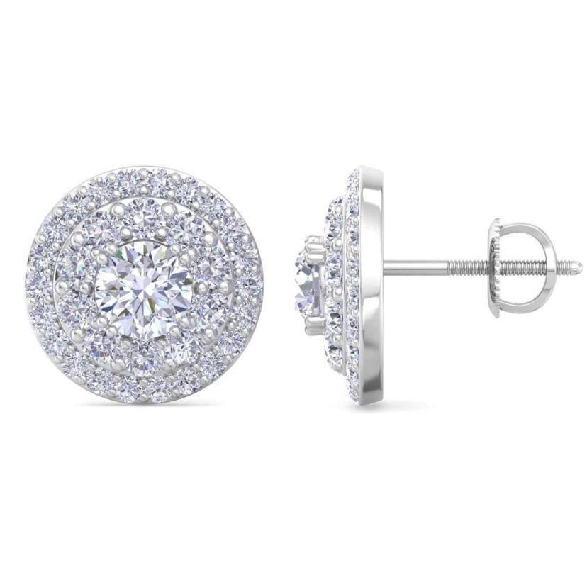 Lab Created 4 Carat Lab Grown Diamond Halo Stud Earrings Available In 14 Karat White Or Yellow Gold