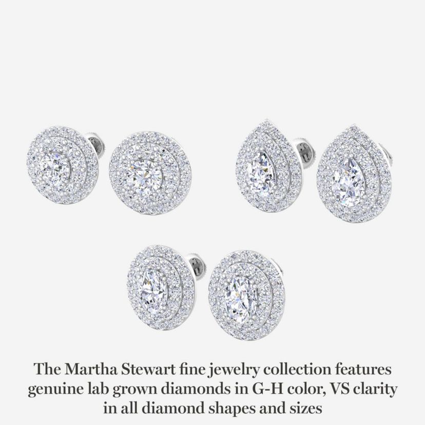Lab Created 4 Carat Lab Grown Diamond Halo Stud Earrings Available In 14 Karat White Or Yellow Gold