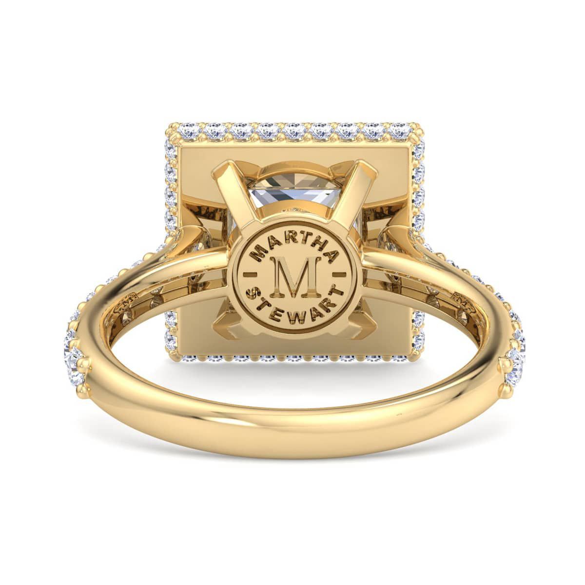 Lab Created 4 Carat Princess Cut Lab Grown Diamond Hidden Halo Engagement Ring Available in 14K White and Yellow Gold