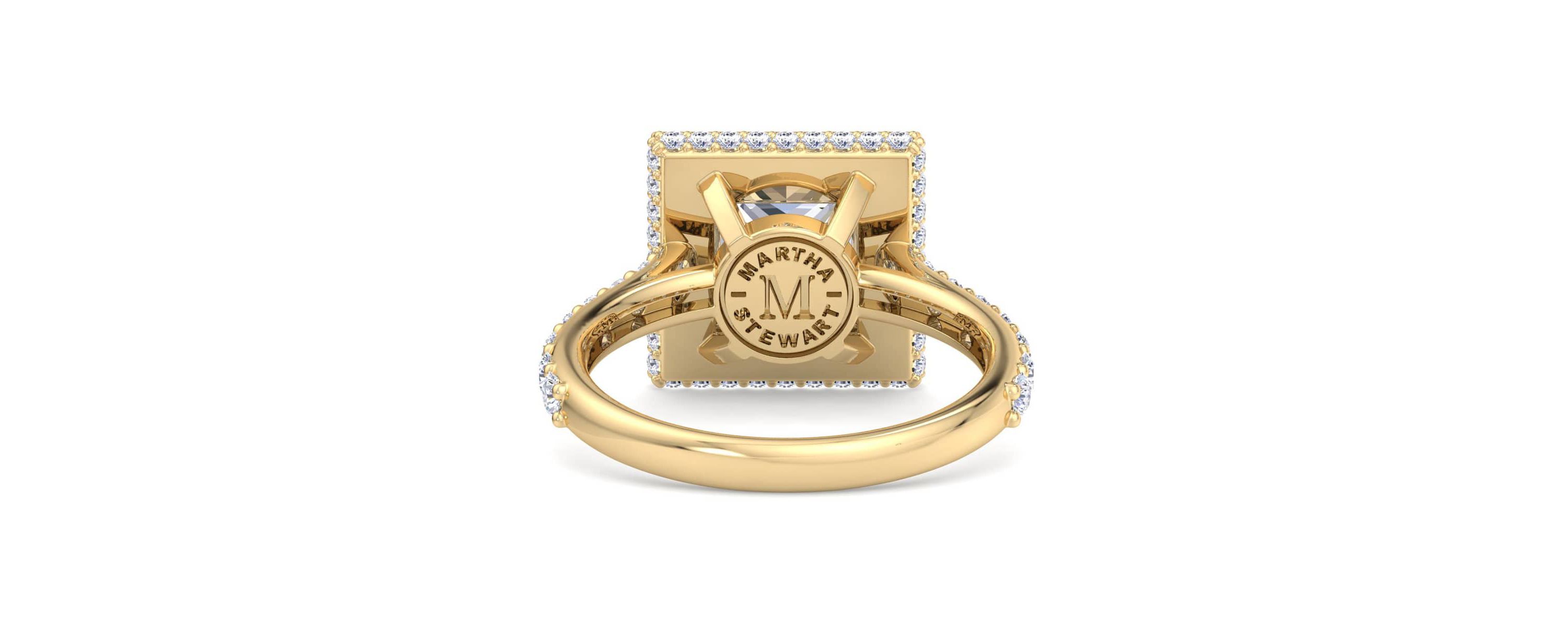 Lab Created 4 Carat Princess Cut Lab Grown Diamond Hidden Halo Engagement Ring Available in 14K White and Yellow Gold