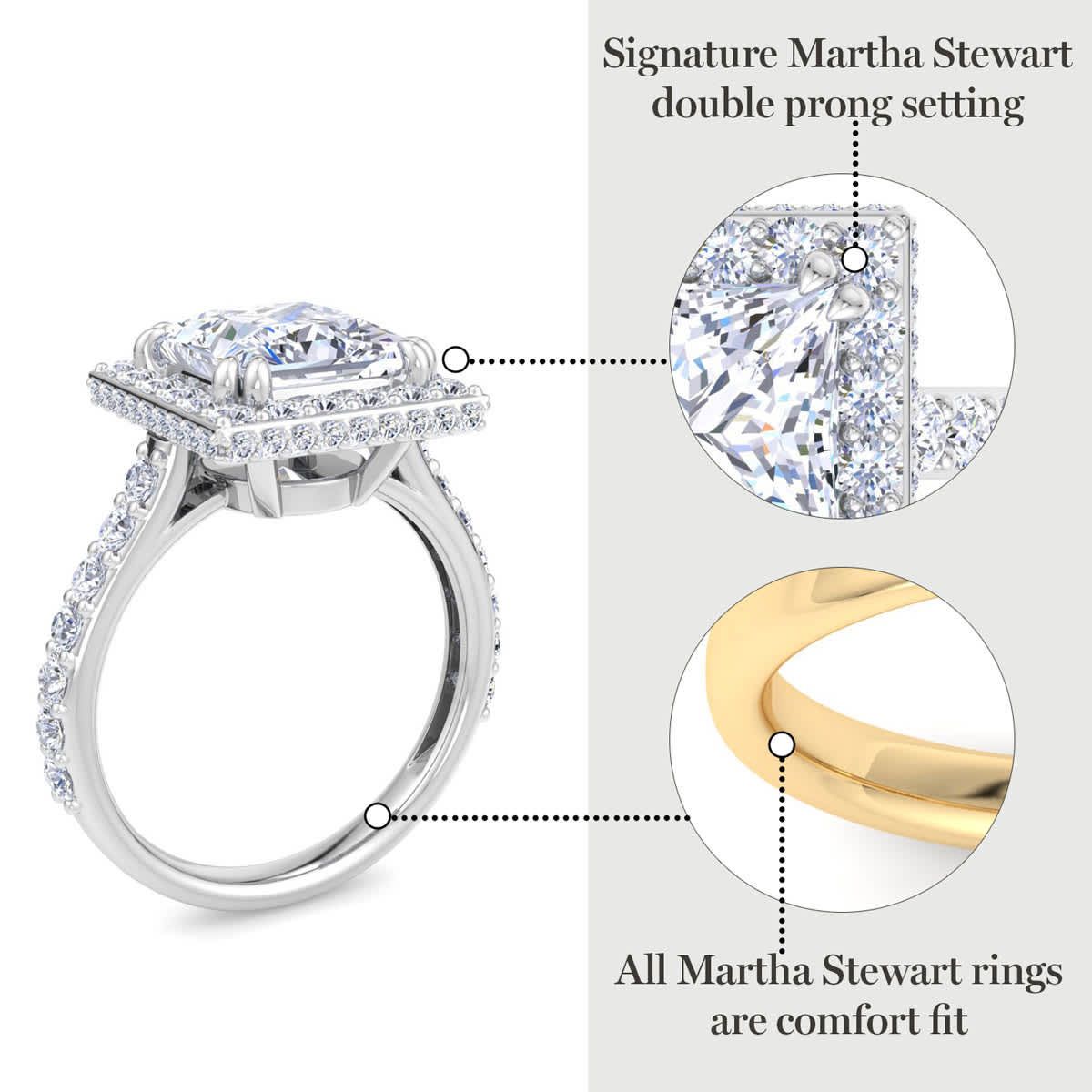 Lab Created 4 Carat Princess Cut Lab Grown Diamond Hidden Halo Engagement Ring Available in 14K White and Yellow Gold