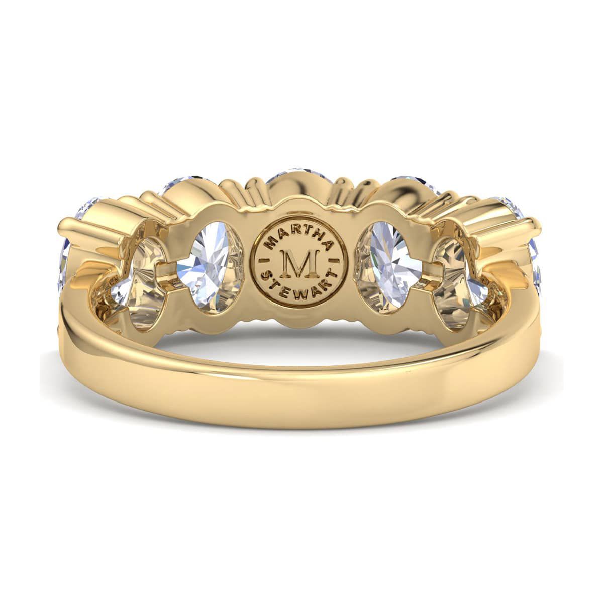 Lab Created 3 Carat Oval Shape Lab Grown Diamond Five Stone Engagement Ring Available in 14K White and Yellow Gold