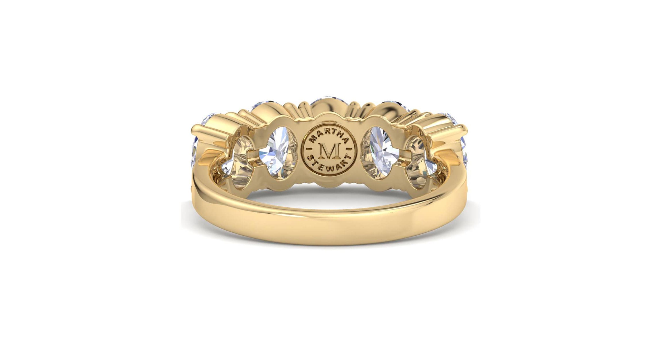 Lab Created 3 Carat Oval Shape Lab Grown Diamond Five Stone Engagement Ring Available in 14K White and Yellow Gold