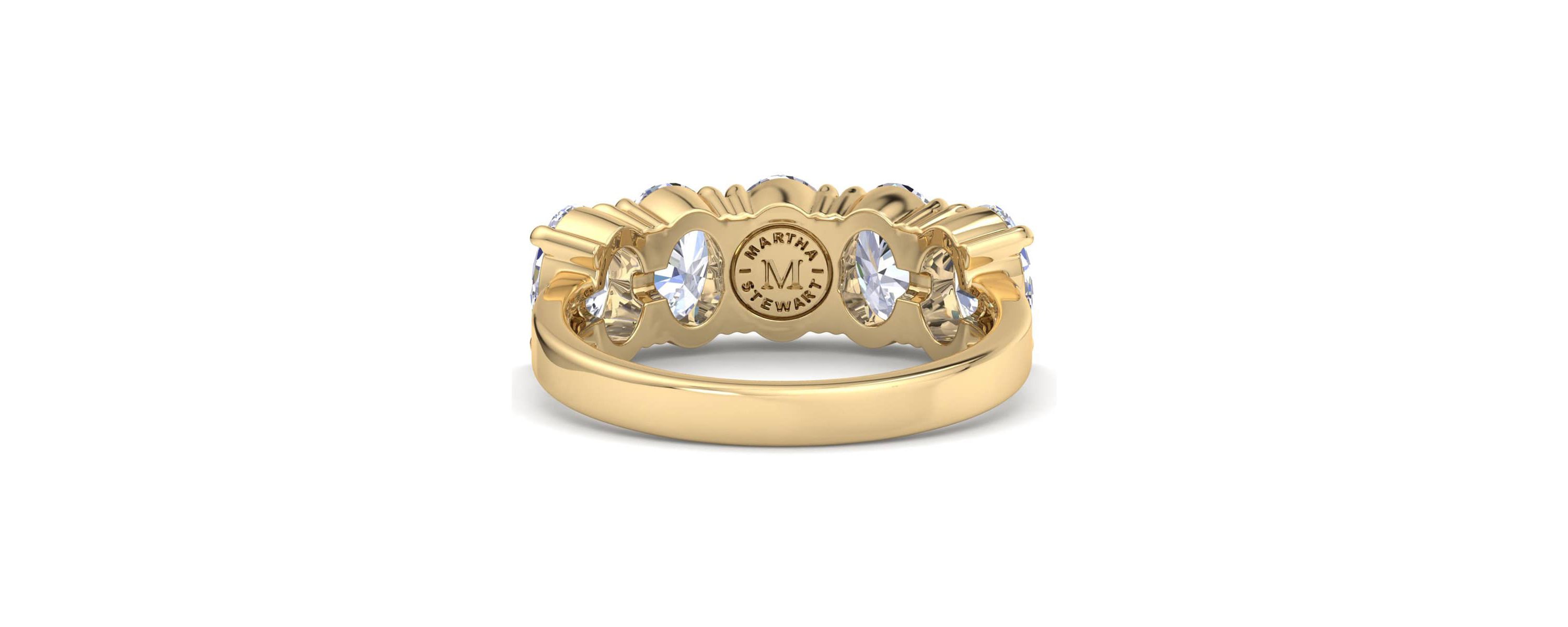 Lab Created 3 Carat Oval Shape Lab Grown Diamond Five Stone Engagement Ring Available in 14K White and Yellow Gold